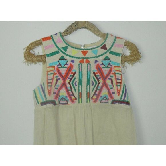 by Gryphon Anthropologie Dress Ivory Embroidered Boho Chic Dress Size Medium - Picture 4 of 9